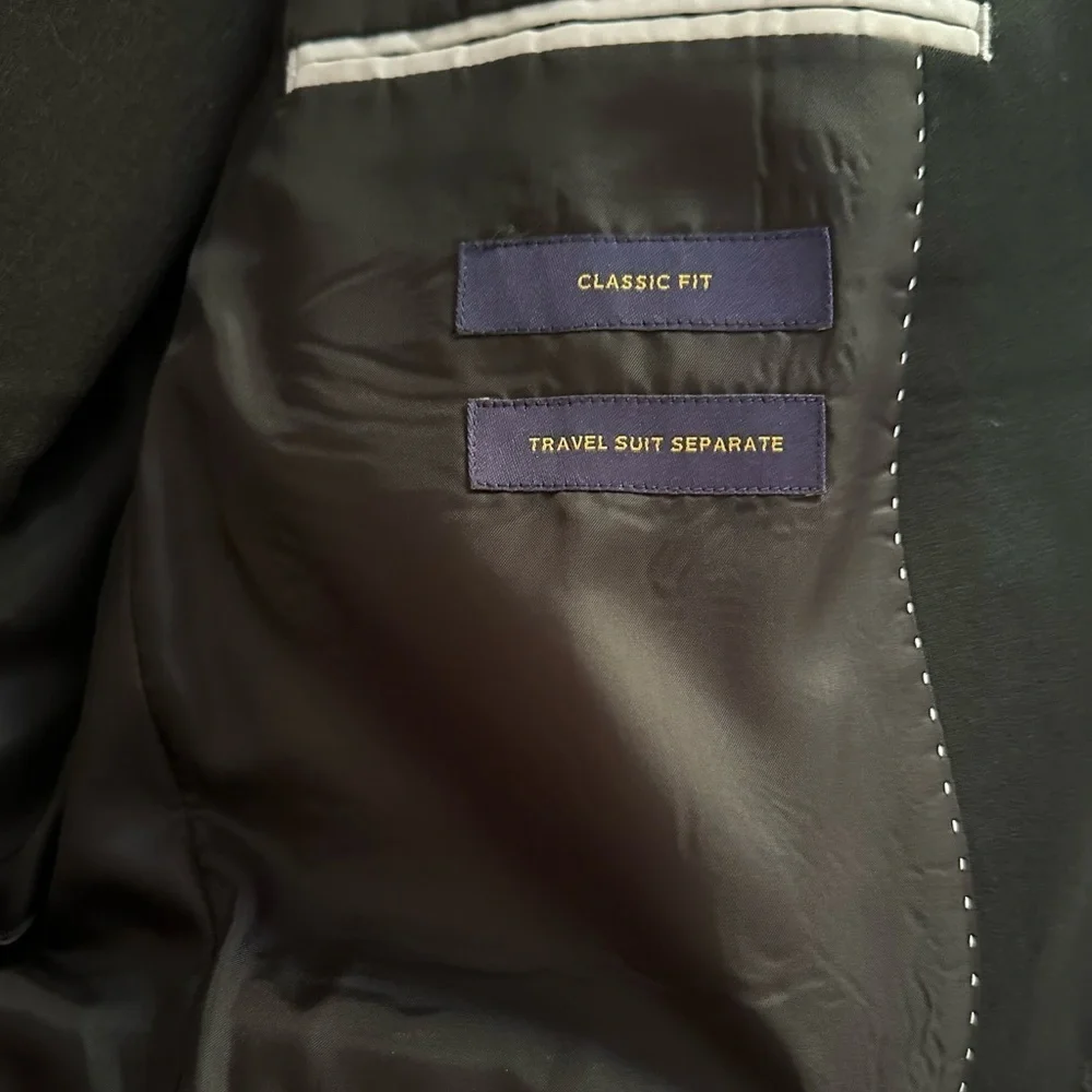 Stanford Travel Suit Separates Solid Black Classic Fit Jacket Size 42R